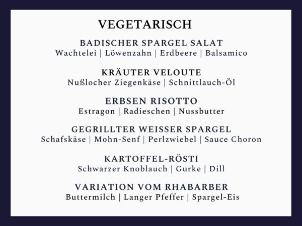 Küchenparty Menü vegetarisch Martin Scharff Heidelberger Schloss
